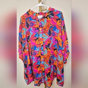 Adrienne Multicolor‎ Floral Button-Up Top